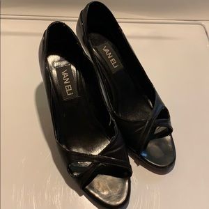 Peep Toe Leather Pumps